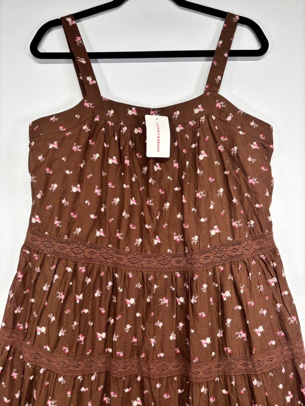 ✨Lucky Brand Women's Cotton Market Day Floral Tiered Dress Size M - Picture 10 of 16